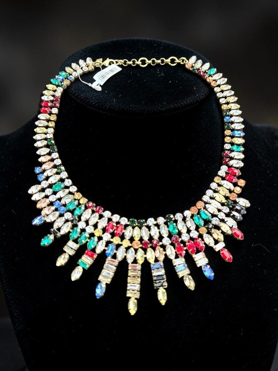 Banana Republic Jewelry - Banana Republic Goldtone Multi-color Fringe Statement Bib Necklace - NWT!